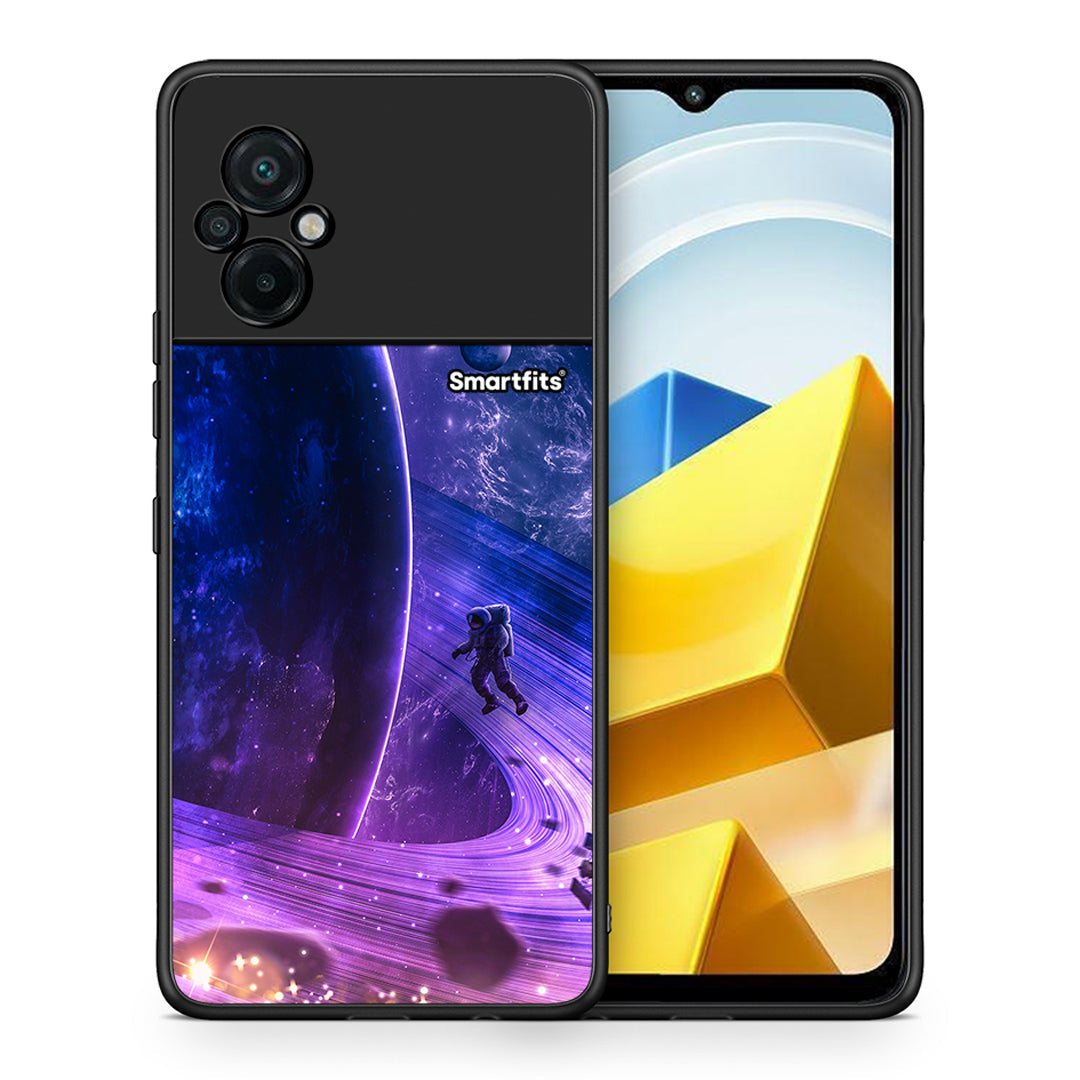 Θήκη Xiaomi Poco M5 / Redmi Note 11E Lost Astronaut από τη Smartfits με σχέδιο στο πίσω μέρος και μαύρο περίβλημα | Xiaomi Poco M5 / Redmi Note 11E Lost Astronaut case with colorful back and black bezels