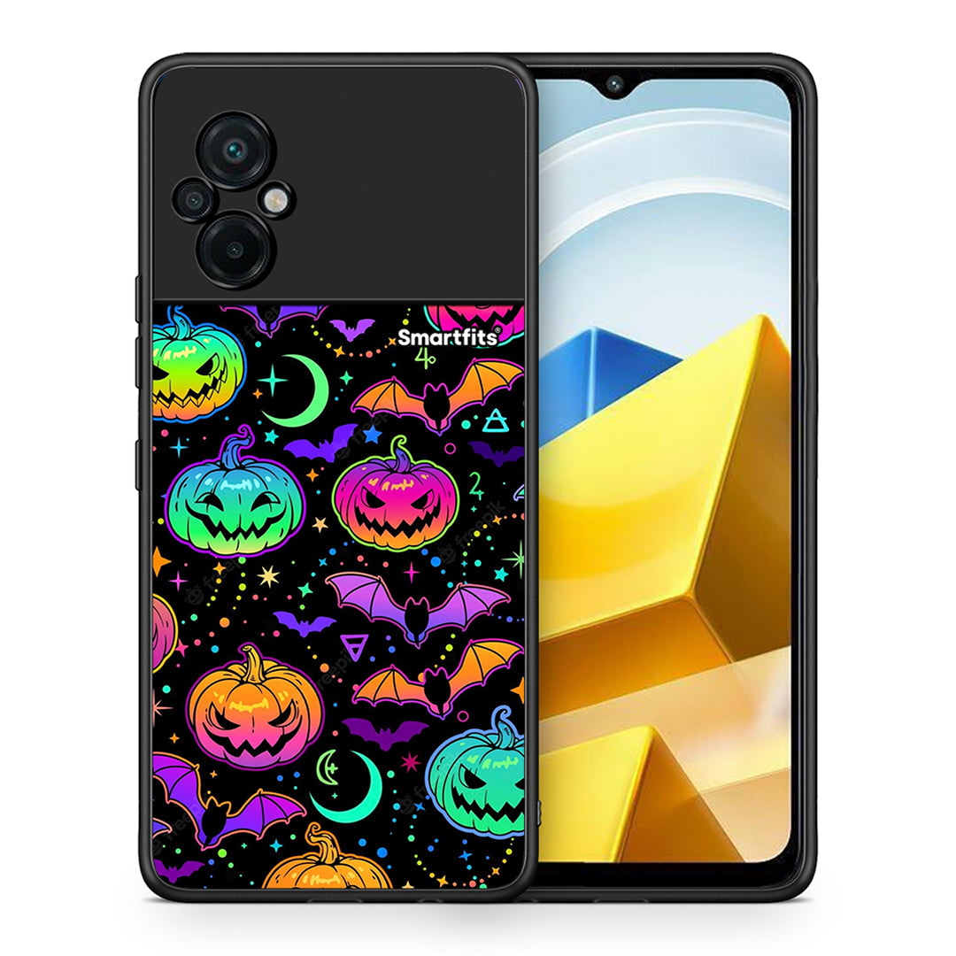 Θήκη Xiaomi Poco M5 / Redmi Note 11E Neon Halloween από τη Smartfits με σχέδιο στο πίσω μέρος και μαύρο περίβλημα | Xiaomi Poco M5 / Redmi Note 11E Neon Halloween case with colorful back and black bezels