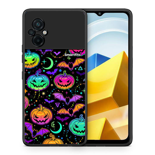 Θήκη Xiaomi Poco M5 / Redmi Note 11E Neon Halloween από τη Smartfits με σχέδιο στο πίσω μέρος και μαύρο περίβλημα | Xiaomi Poco M5 / Redmi Note 11E Neon Halloween case with colorful back and black bezels