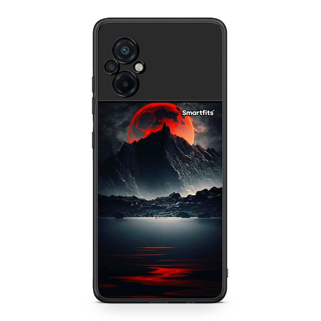 Xiaomi Poco M5 / Redmi Note 11E Red Full Moon θήκη από τη Smartfits με σχέδιο στο πίσω μέρος και μαύρο περίβλημα | Smartphone case with colorful back and black bezels by Smartfits