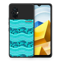 Thumbnail for Θήκη Xiaomi Poco M5 / Redmi Note 11E Swimming Dolphins από τη Smartfits με σχέδιο στο πίσω μέρος και μαύρο περίβλημα | Xiaomi Poco M5 / Redmi Note 11E Swimming Dolphins case with colorful back and black bezels