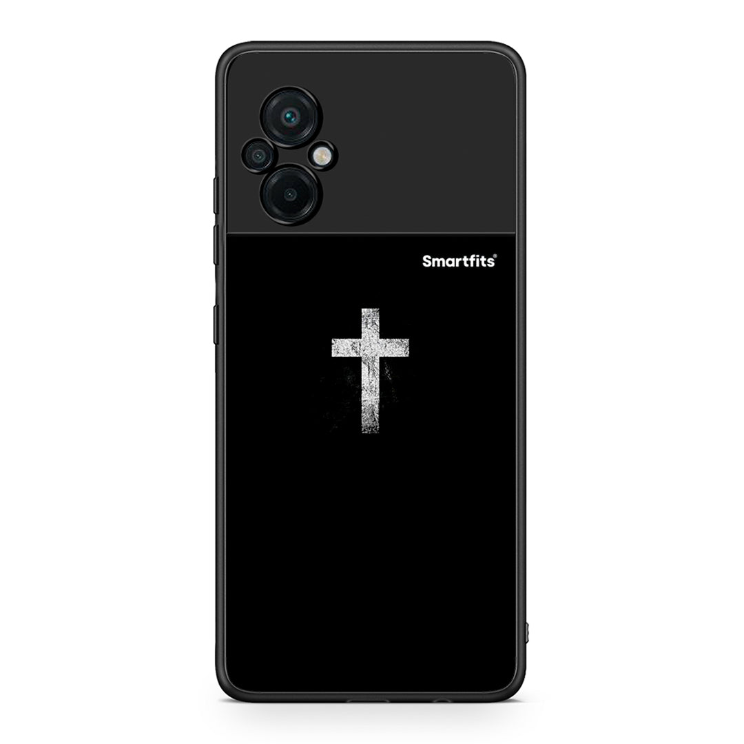 Xiaomi Poco M5 / Redmi Note 11E White Cross θήκη από τη Smartfits με σχέδιο στο πίσω μέρος και μαύρο περίβλημα | Smartphone case with colorful back and black bezels by Smartfits