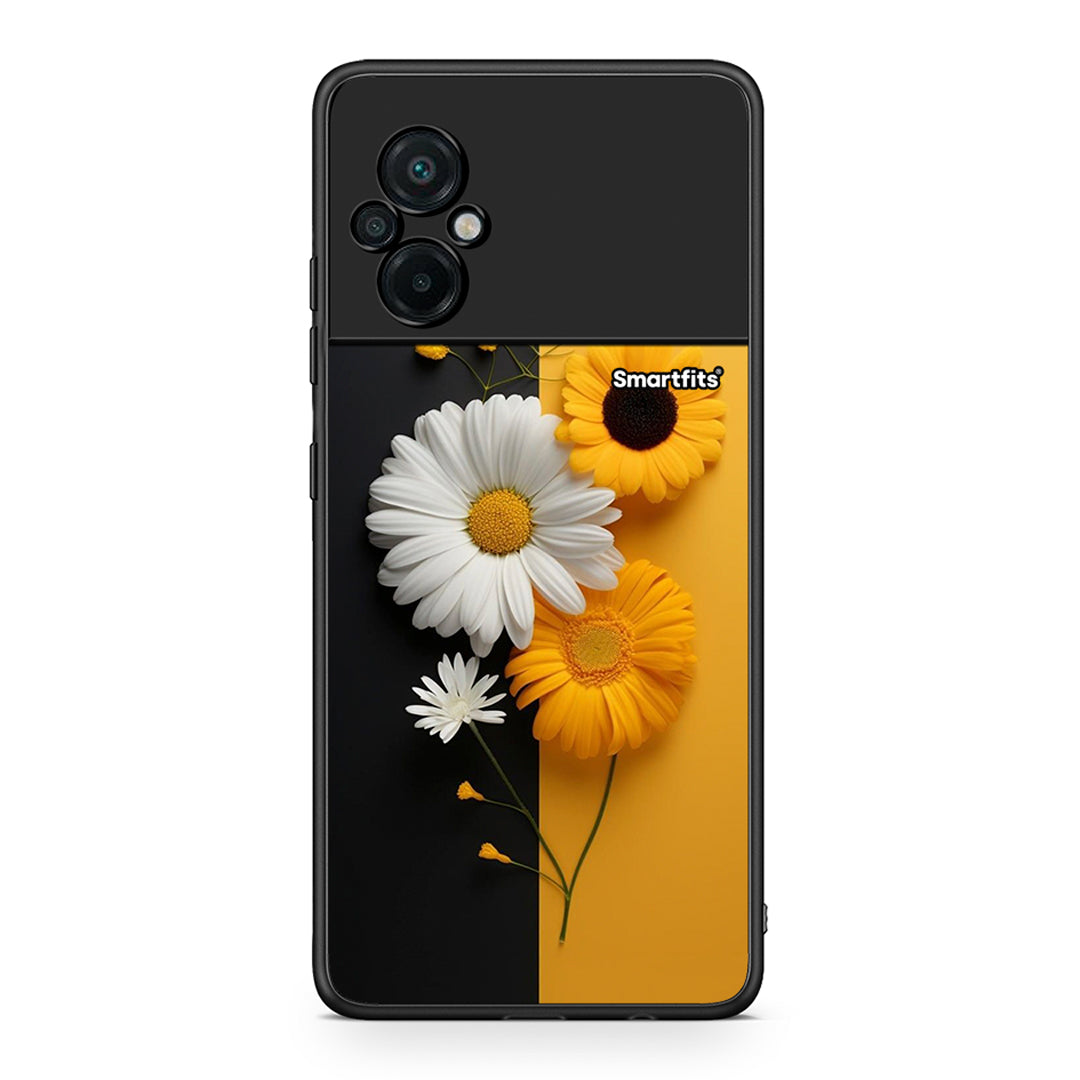 Xiaomi Poco M5 / Redmi Note 11E Yellow Daisies θήκη από τη Smartfits με σχέδιο στο πίσω μέρος και μαύρο περίβλημα | Smartphone case with colorful back and black bezels by Smartfits