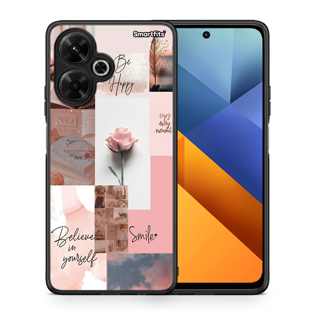 Θήκη Xiaomi Poco M6 4G Aesthetic Collage από τη Smartfits με σχέδιο στο πίσω μέρος και μαύρο περίβλημα | Xiaomi Poco M6 4G Aesthetic Collage case with colorful back and black bezels