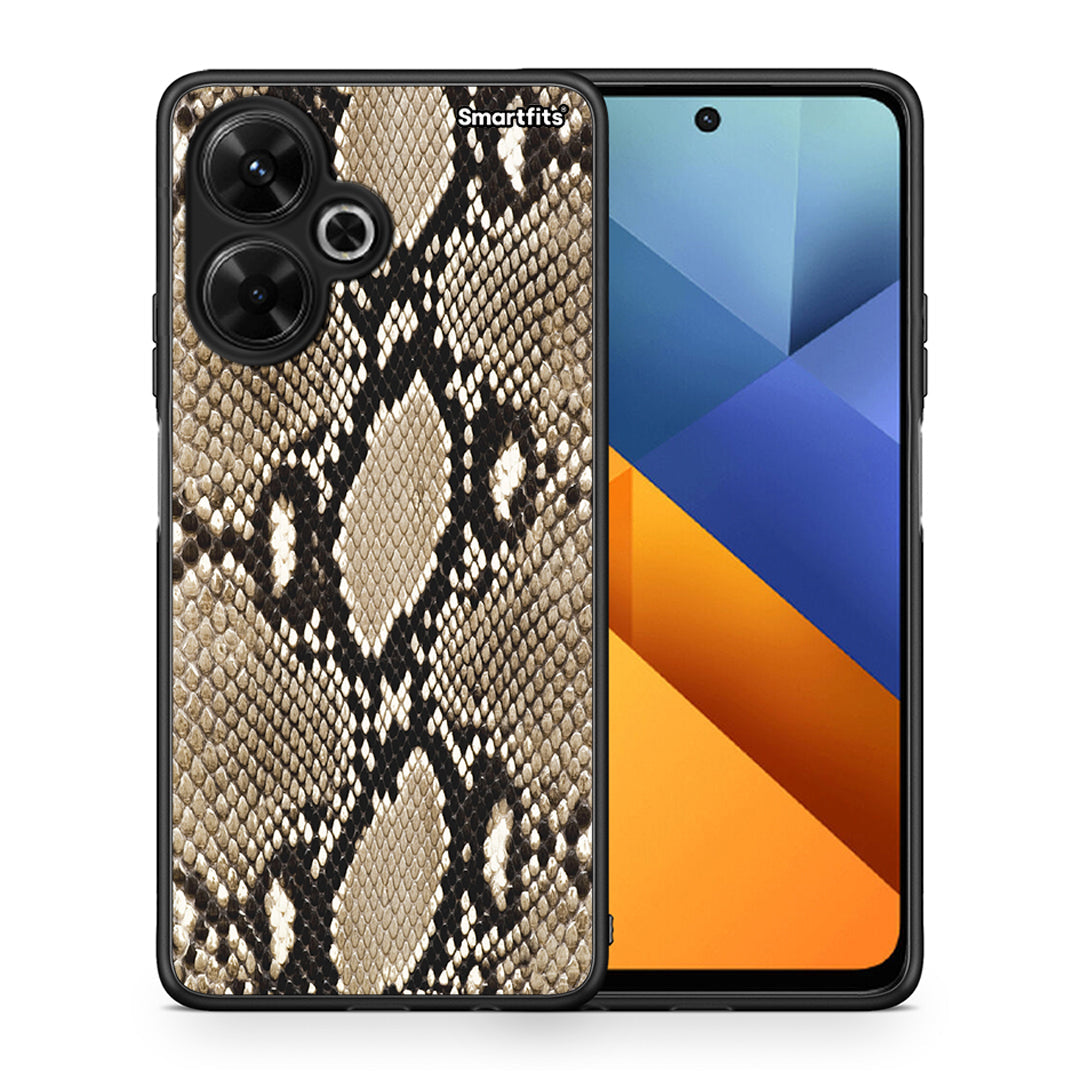 Θήκη Xiaomi Poco M6 4G Fashion Snake Animal από τη Smartfits με σχέδιο στο πίσω μέρος και μαύρο περίβλημα | Xiaomi Poco M6 4G Fashion Snake Animal case with colorful back and black bezels