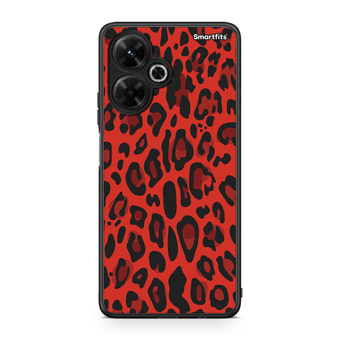 4 - Xiaomi Poco M6 4G Red Leopard Animal case, cover, bumper