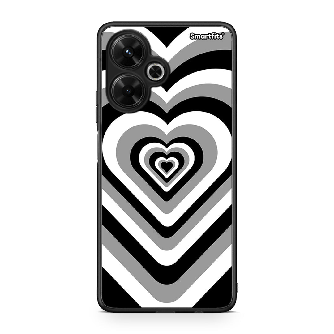 Xiaomi Poco M6 4G Black Hearts θήκη από τη Smartfits με σχέδιο στο πίσω μέρος και μαύρο περίβλημα | Smartphone case with colorful back and black bezels by Smartfits