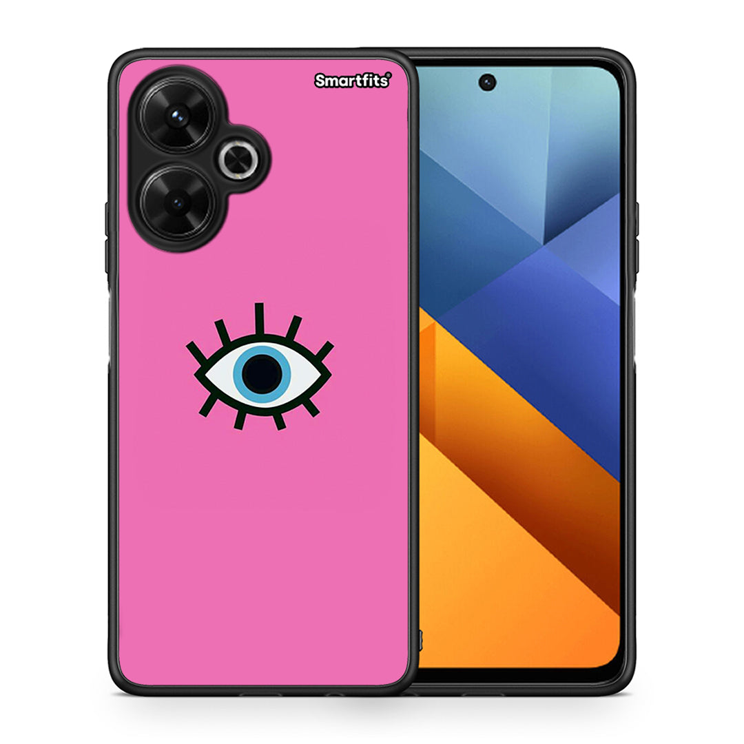 Θήκη Xiaomi Poco M6 4G Blue Eye Pink από τη Smartfits με σχέδιο στο πίσω μέρος και μαύρο περίβλημα | Xiaomi Poco M6 4G Blue Eye Pink case with colorful back and black bezels