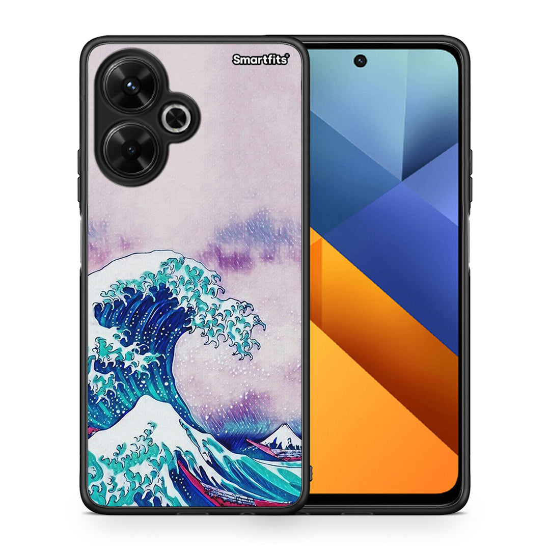 Θήκη Xiaomi Poco M6 4G Blue Waves από τη Smartfits με σχέδιο στο πίσω μέρος και μαύρο περίβλημα | Xiaomi Poco M6 4G Blue Waves case with colorful back and black bezels