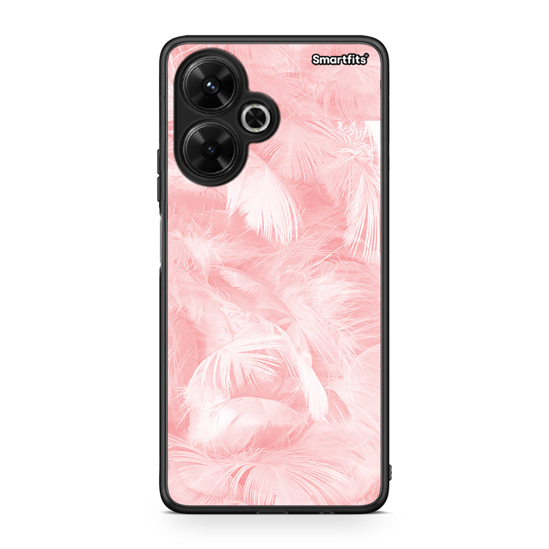 33 - Xiaomi Poco M6 4G Pink Feather Boho case, cover, bumper