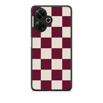 Θήκη Xiaomi Poco M6 4G Burgundy and Cream Striped Checks από τη Smartfits με σχέδιο στο πίσω μέρος και μαύρο περίβλημα | Xiaomi Poco M6 4G Burgundy and Cream Striped Checks case with colorful back and black bezels