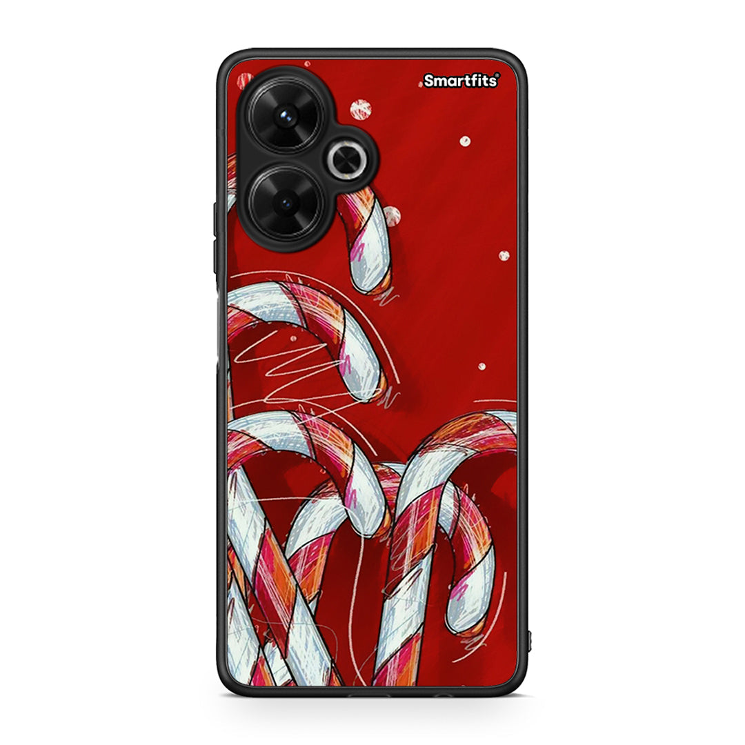 Xiaomi Poco M6 4G Candy Cane θήκη από τη Smartfits με σχέδιο στο πίσω μέρος και μαύρο περίβλημα | Smartphone case with colorful back and black bezels by Smartfits