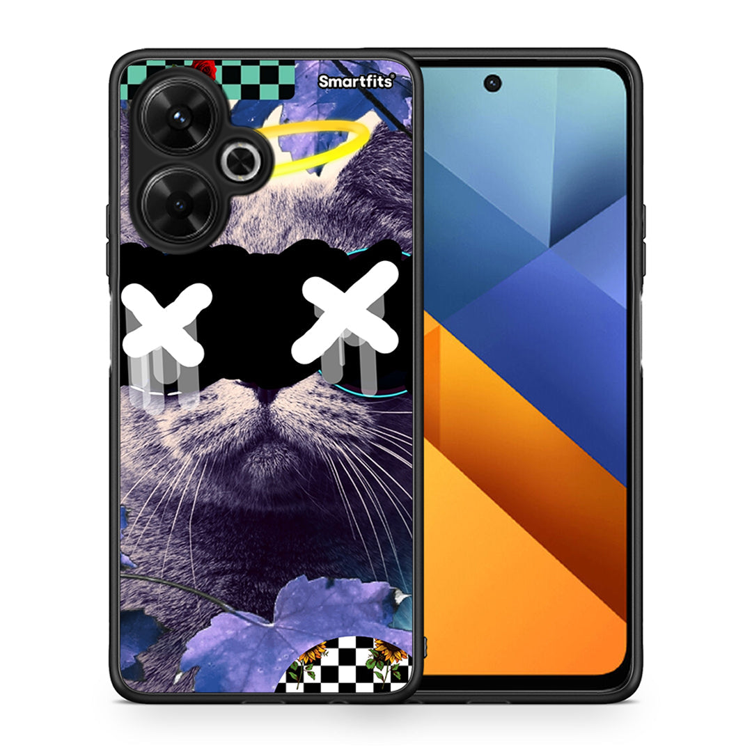 Θήκη Xiaomi Poco M6 4G Cat Collage από τη Smartfits με σχέδιο στο πίσω μέρος και μαύρο περίβλημα | Xiaomi Poco M6 4G Cat Collage case with colorful back and black bezels