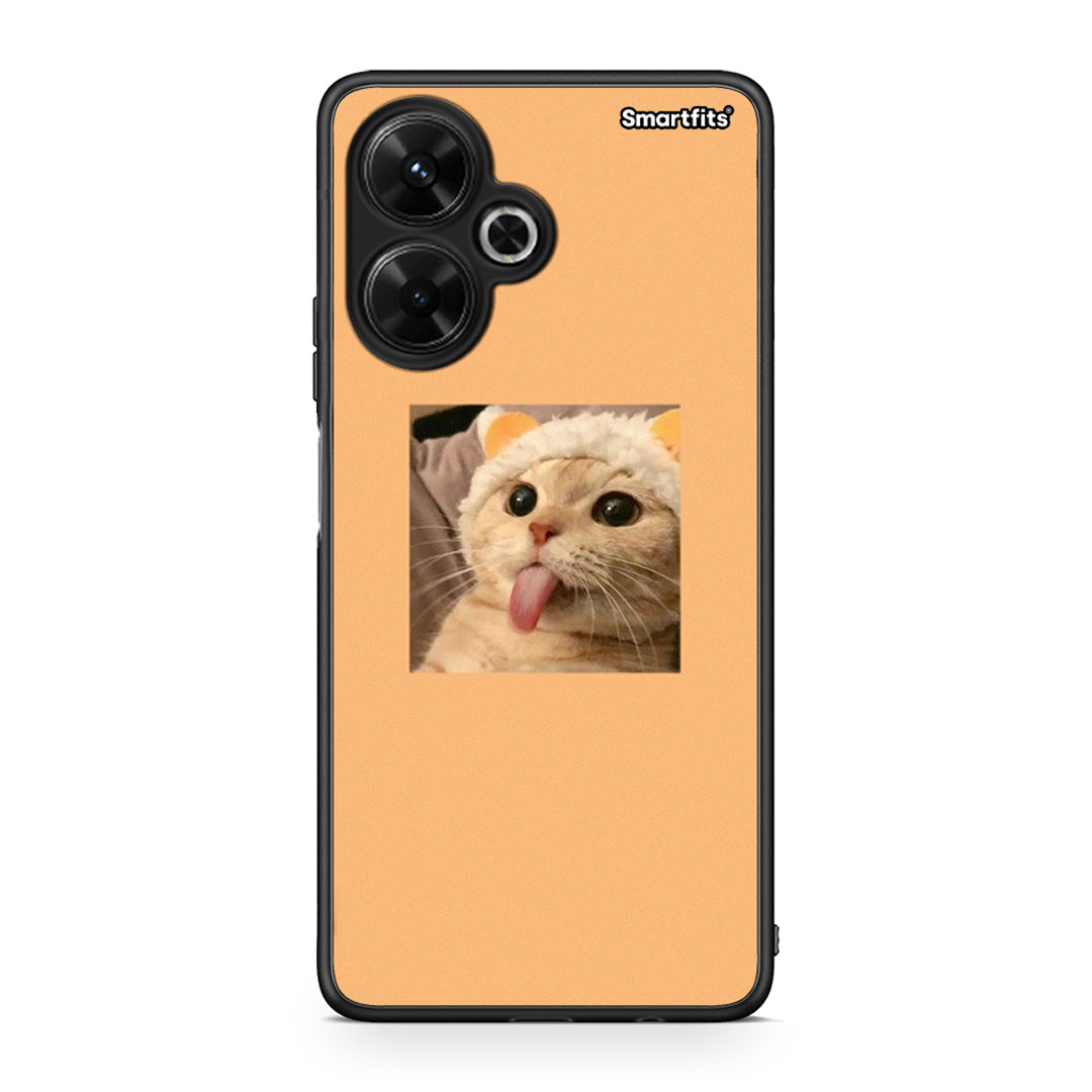 Xiaomi Poco M6 4G Cat Tongue θήκη από τη Smartfits με σχέδιο στο πίσω μέρος και μαύρο περίβλημα | Smartphone case with colorful back and black bezels by Smartfits