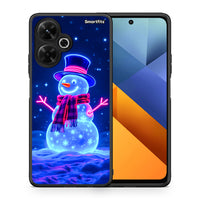 Thumbnail for Θήκη Xiaomi Poco M6 4G Christmas Neon Snowman από τη Smartfits με σχέδιο στο πίσω μέρος και μαύρο περίβλημα | Xiaomi Poco M6 4G Christmas Neon Snowman case with colorful back and black bezels