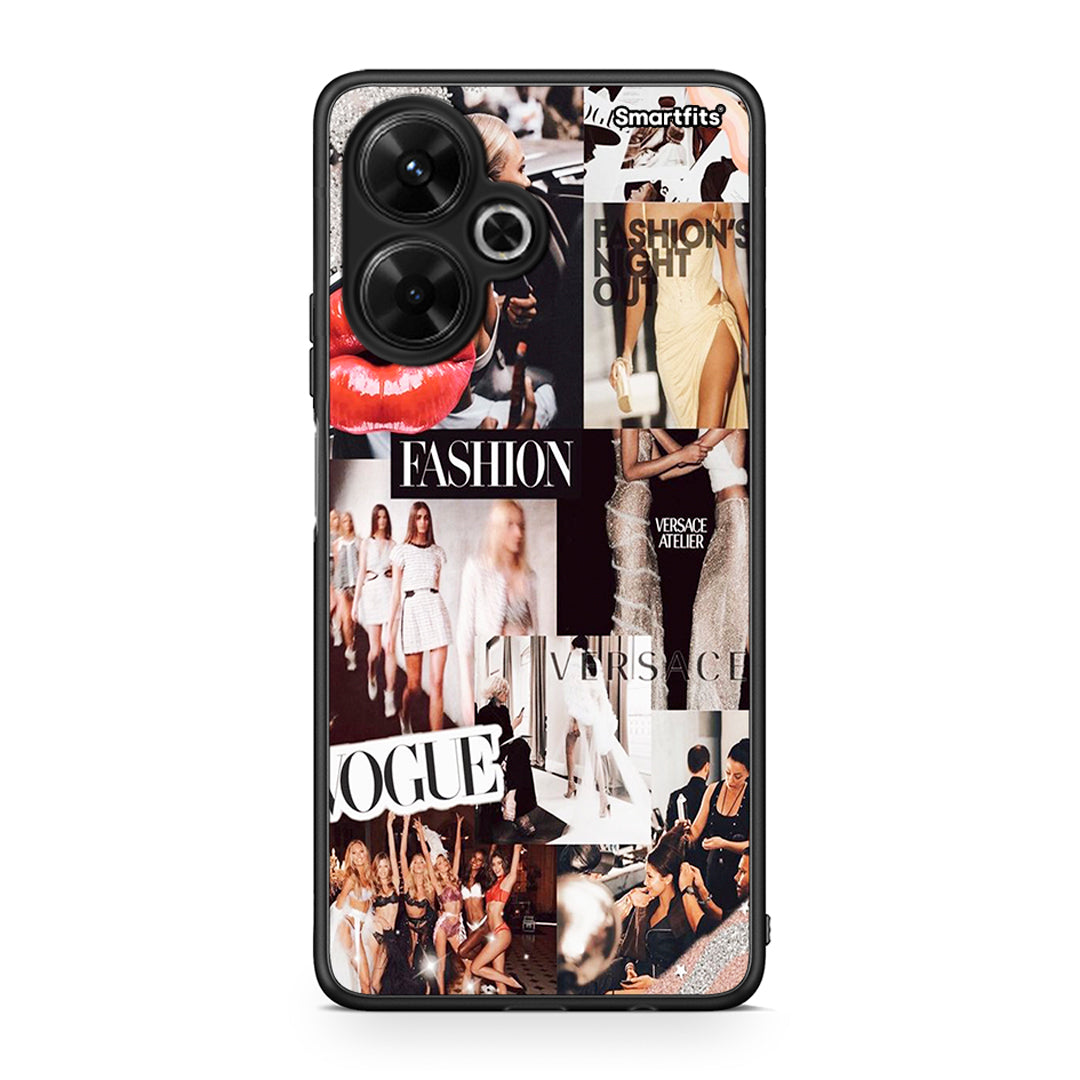 Xiaomi Poco M6 4G Collage Fashion Θήκη Αγίου Βαλεντίνου από τη Smartfits με σχέδιο στο πίσω μέρος και μαύρο περίβλημα | Smartphone case with colorful back and black bezels by Smartfits