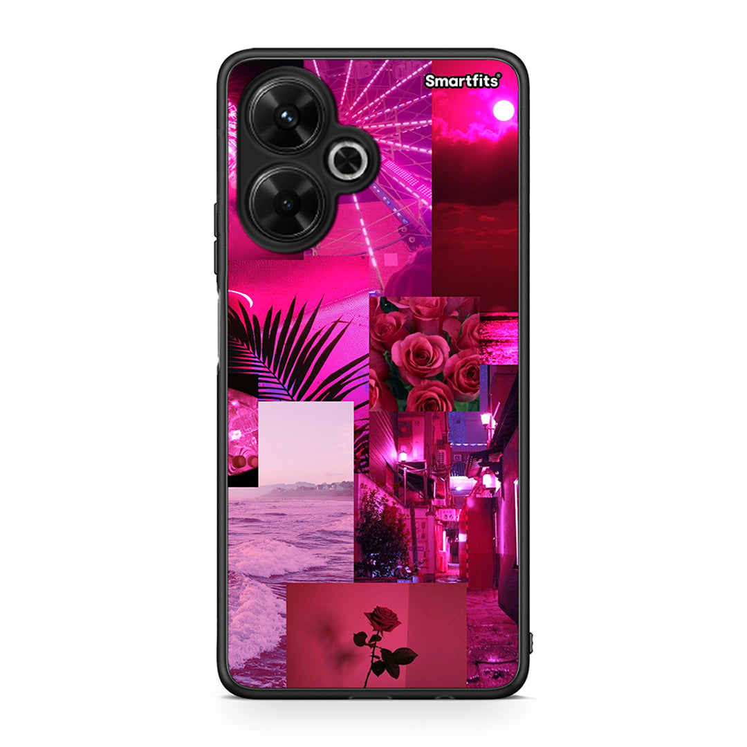 Xiaomi Poco M6 4G Collage Red Roses Θήκη Αγίου Βαλεντίνου από τη Smartfits με σχέδιο στο πίσω μέρος και μαύρο περίβλημα | Smartphone case with colorful back and black bezels by Smartfits