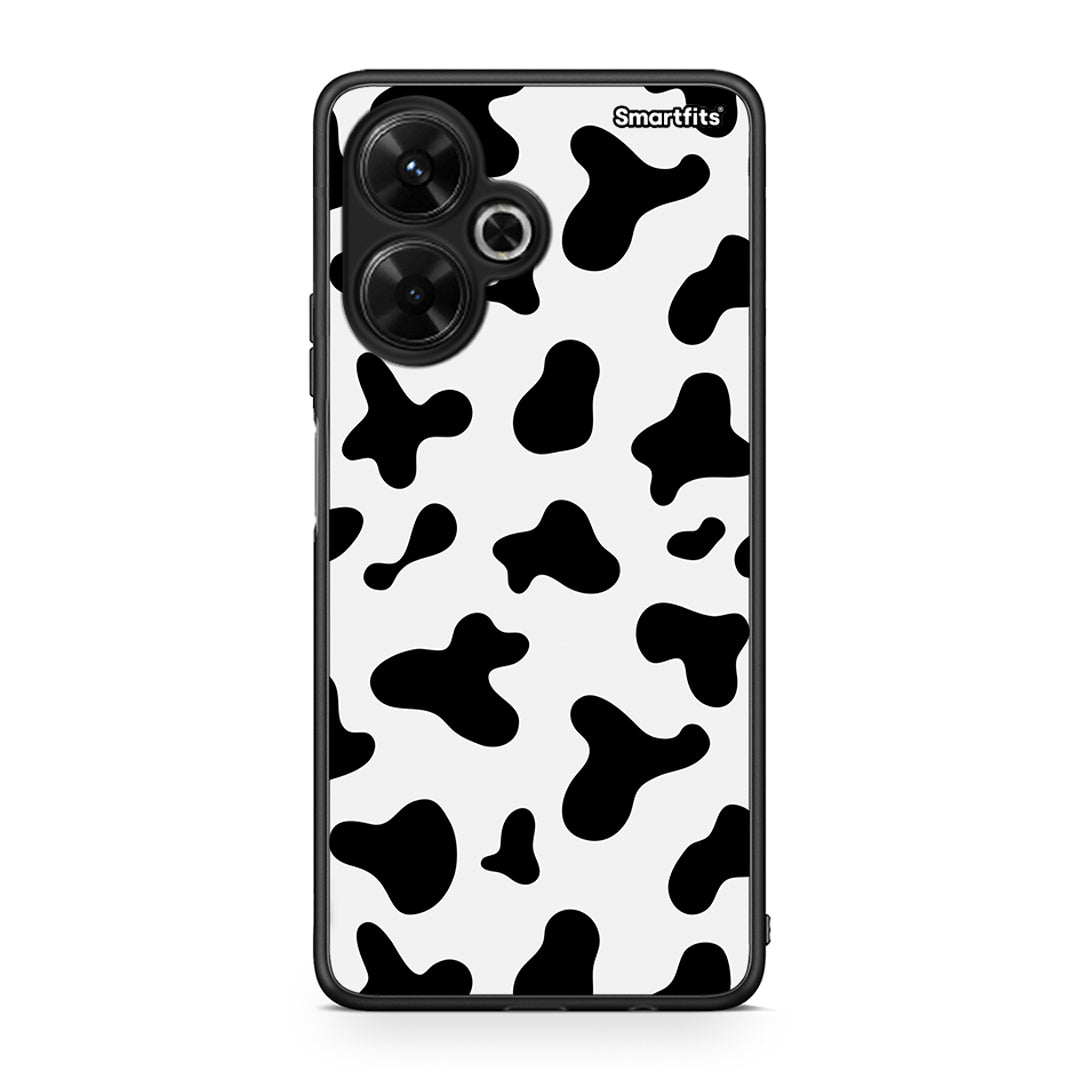 Xiaomi Poco M6 4G Cow Print θήκη από τη Smartfits με σχέδιο στο πίσω μέρος και μαύρο περίβλημα | Smartphone case with colorful back and black bezels by Smartfits