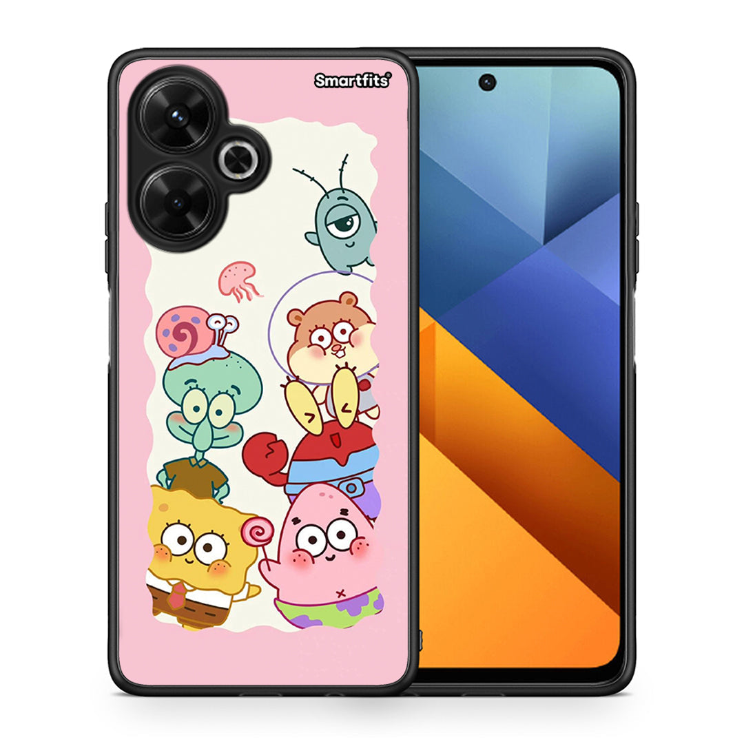 Θήκη Xiaomi Poco M6 4G Cute Companion από τη Smartfits με σχέδιο στο πίσω μέρος και μαύρο περίβλημα | Xiaomi Poco M6 4G Cute Companion case with colorful back and black bezels