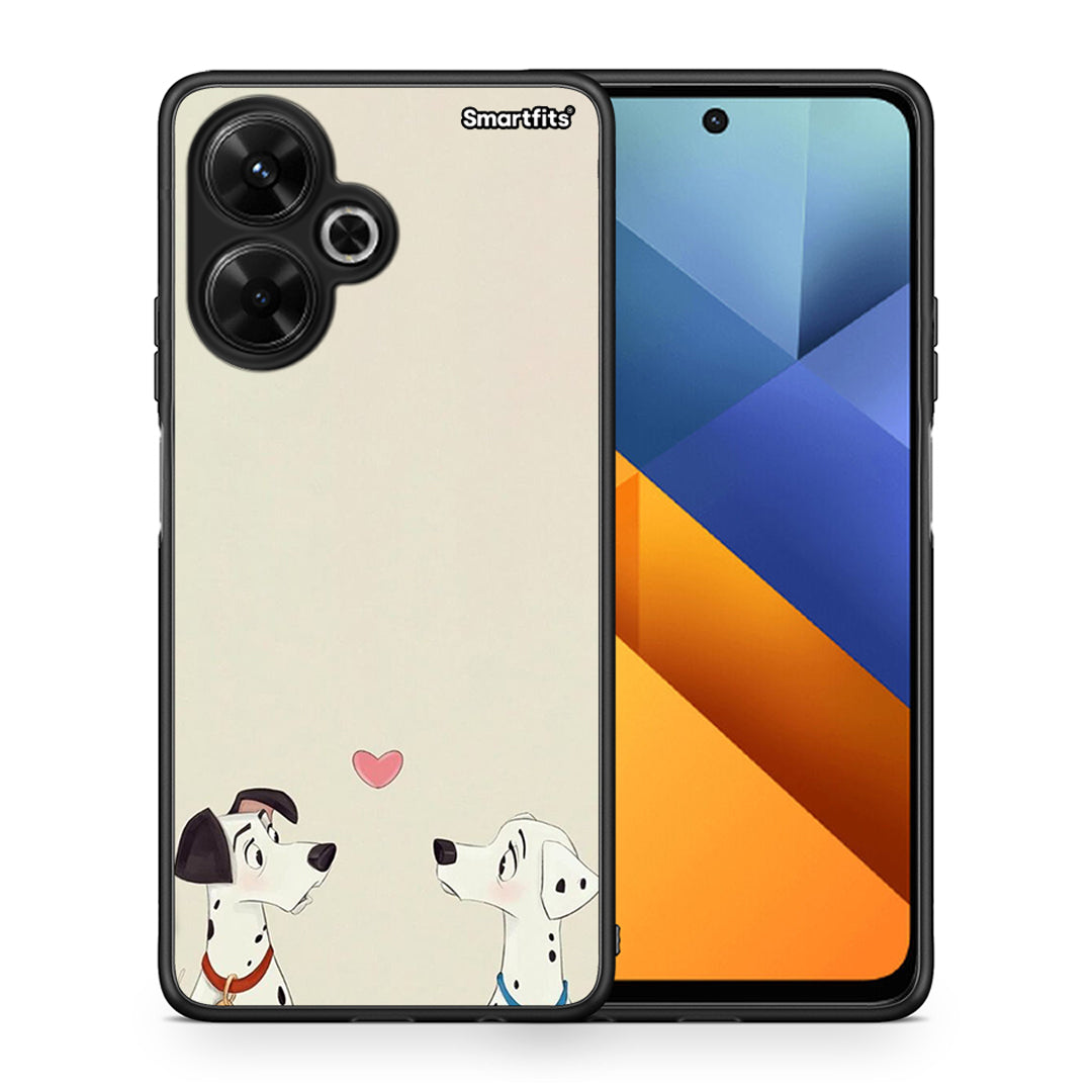 Θήκη Xiaomi Poco M6 4G Dalmatians Love από τη Smartfits με σχέδιο στο πίσω μέρος και μαύρο περίβλημα | Xiaomi Poco M6 4G Dalmatians Love case with colorful back and black bezels