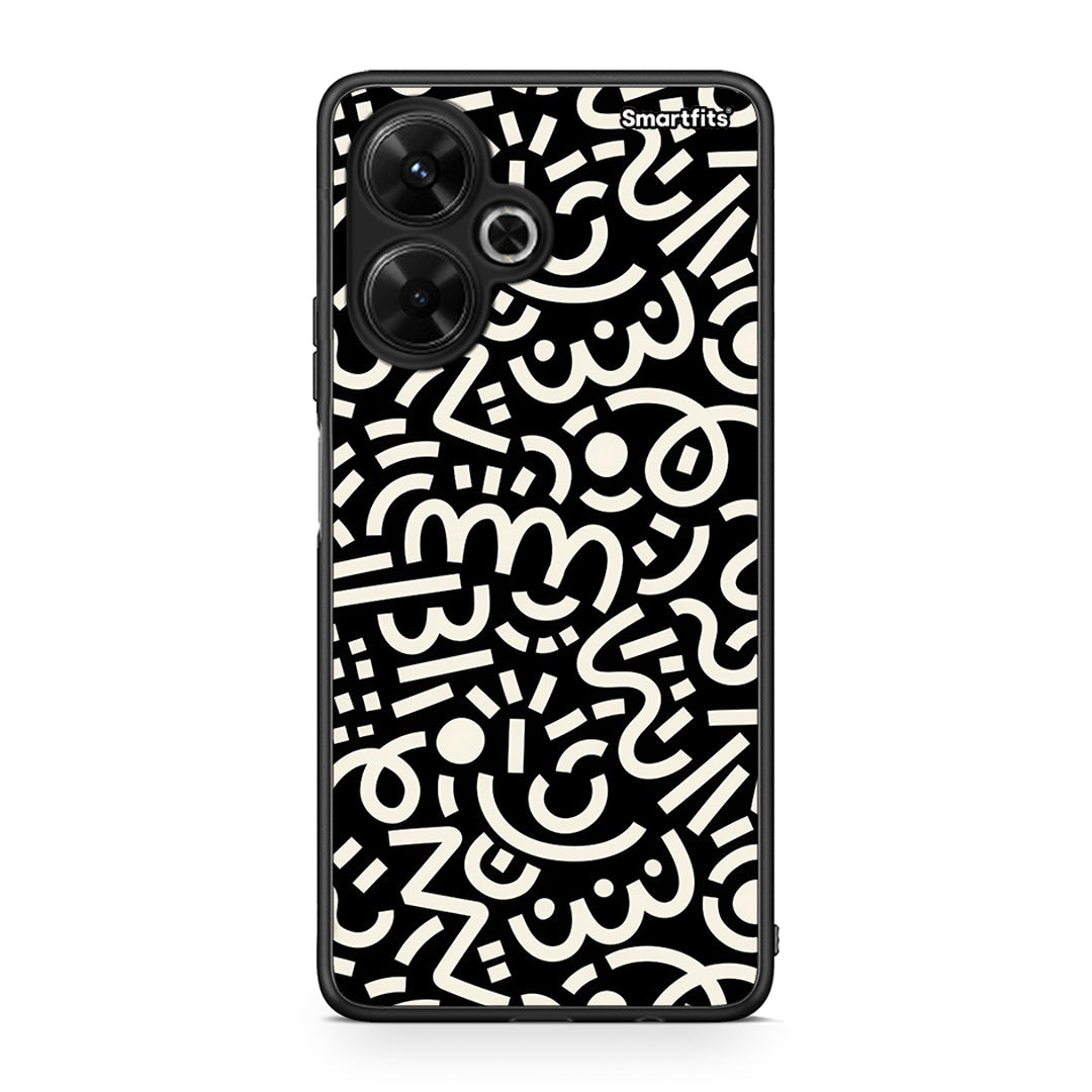 Xiaomi Poco M6 4G Doodle Art Θήκη από τη Smartfits με σχέδιο στο πίσω μέρος και μαύρο περίβλημα | Smartphone case with colorful back and black bezels by Smartfits