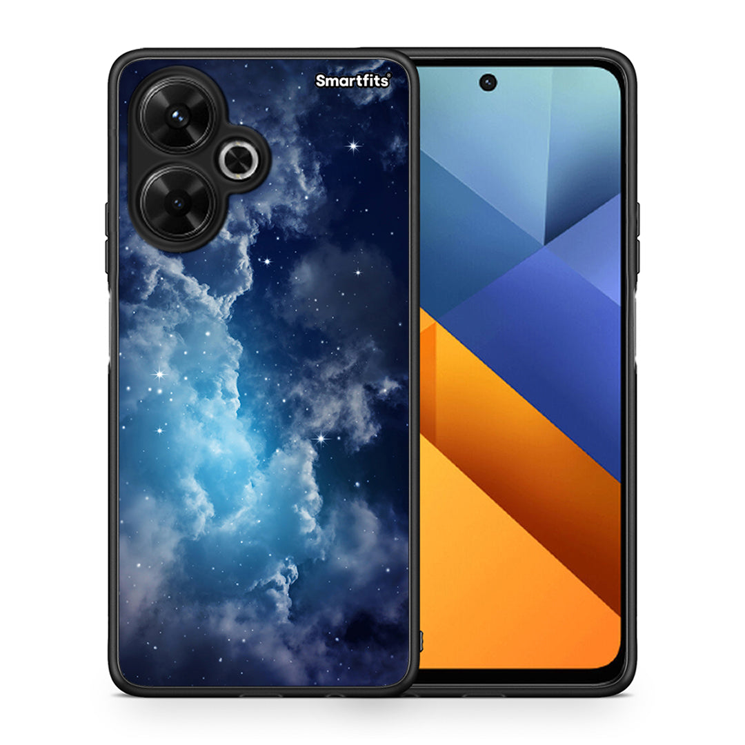 Θήκη Xiaomi Poco M6 4G Blue Sky Galaxy από τη Smartfits με σχέδιο στο πίσω μέρος και μαύρο περίβλημα | Xiaomi Poco M6 4G Blue Sky Galaxy case with colorful back and black bezels