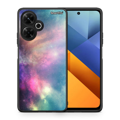 Θήκη Xiaomi Poco M6 4G Rainbow Galaxy από τη Smartfits με σχέδιο στο πίσω μέρος και μαύρο περίβλημα | Xiaomi Poco M6 4G Rainbow Galaxy case with colorful back and black bezels
