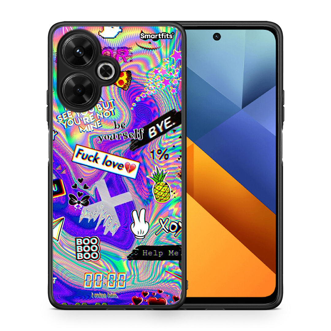 Θήκη Xiaomi Poco M6 4G Game Over από τη Smartfits με σχέδιο στο πίσω μέρος και μαύρο περίβλημα | Xiaomi Poco M6 4G Game Over case with colorful back and black bezels