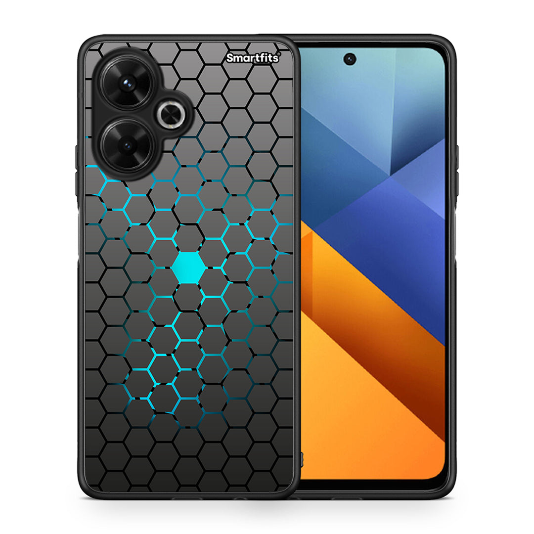 Θήκη Xiaomi Poco M6 4G Hexagonal Geometric από τη Smartfits με σχέδιο στο πίσω μέρος και μαύρο περίβλημα | Xiaomi Poco M6 4G Hexagonal Geometric case with colorful back and black bezels