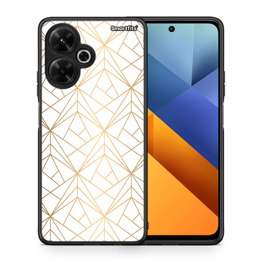 Θήκη Xiaomi Poco M6 4G Luxury White Geometric από τη Smartfits με σχέδιο στο πίσω μέρος και μαύρο περίβλημα | Xiaomi Poco M6 4G Luxury White Geometric case with colorful back and black bezels