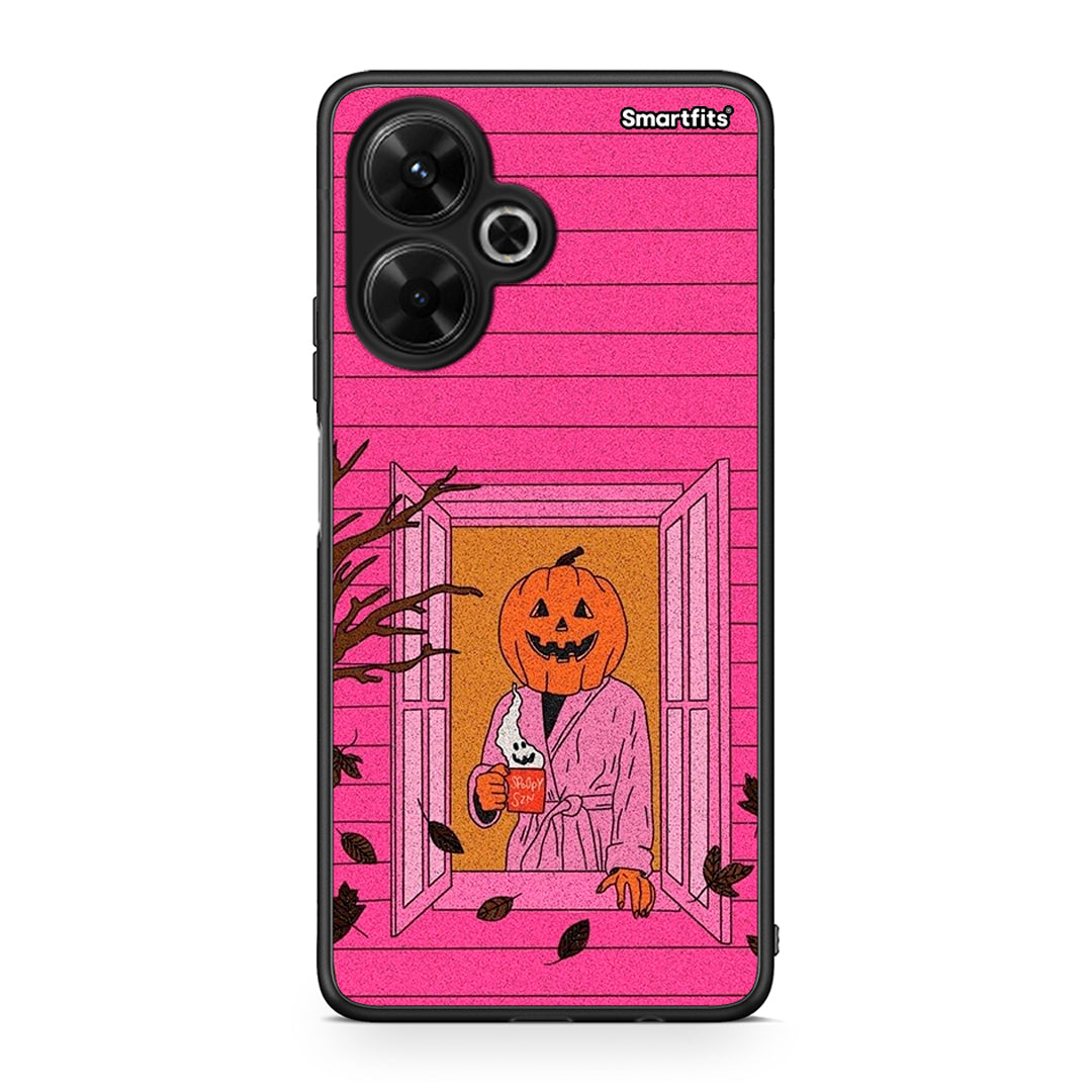 Xiaomi Poco M6 4G Halloween Pumpkin Lady Θήκη από τη Smartfits με σχέδιο στο πίσω μέρος και μαύρο περίβλημα | Smartphone case with colorful back and black bezels by Smartfits