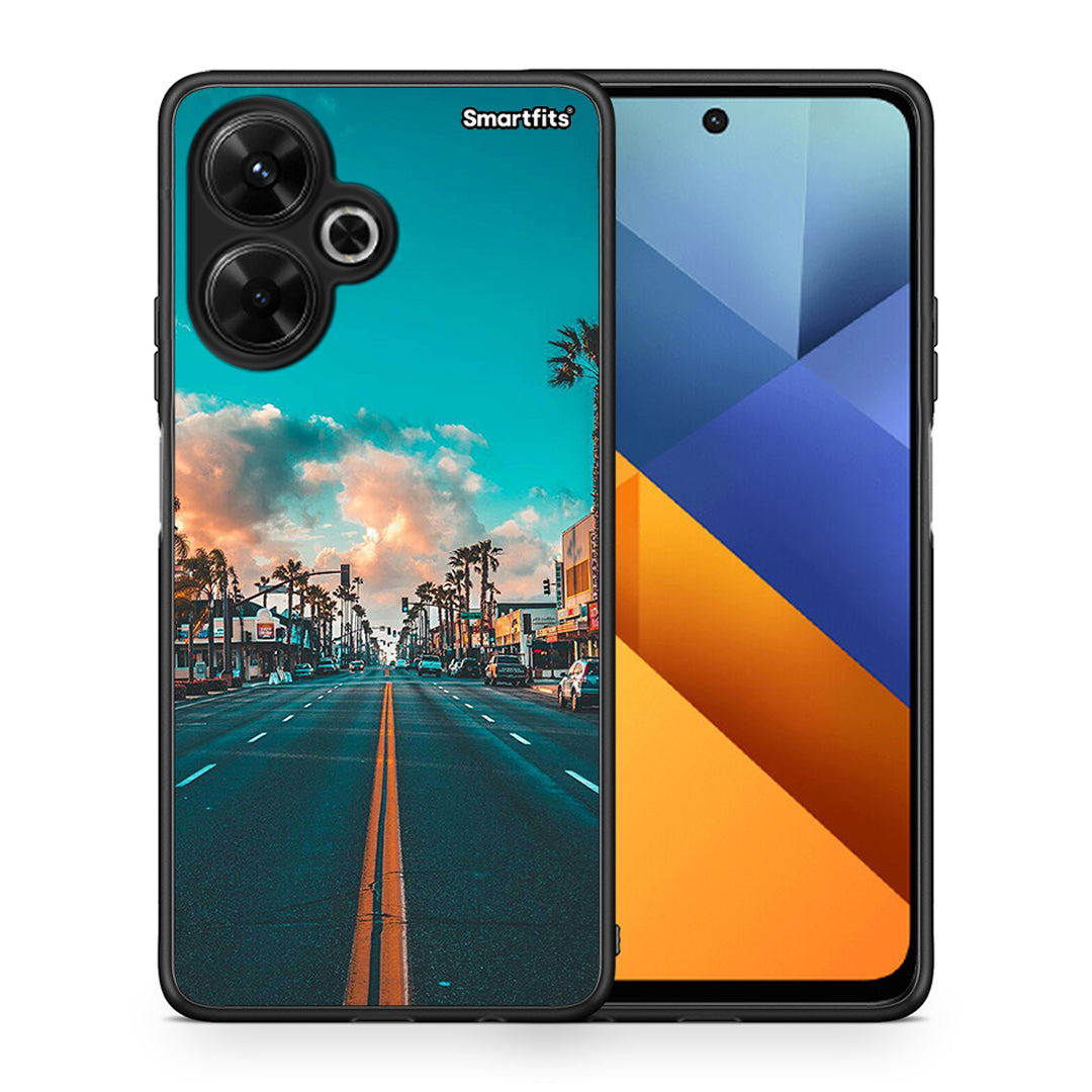 Θήκη Xiaomi Poco M6 4G City Landscape από τη Smartfits με σχέδιο στο πίσω μέρος και μαύρο περίβλημα | Xiaomi Poco M6 4G City Landscape case with colorful back and black bezels