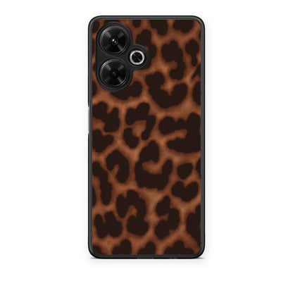 Θήκη Xiaomi Poco M6 4G Leopard Print Dark Brown από τη Smartfits με σχέδιο στο πίσω μέρος και μαύρο περίβλημα | Xiaomi Poco M6 4G Leopard Print Dark Brown case with colorful back and black bezels