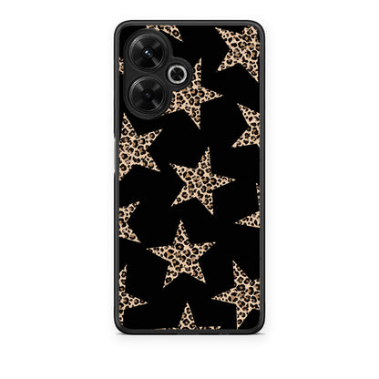 Θήκη Xiaomi Poco M6 4G Leopard Stars on Black από τη Smartfits με σχέδιο στο πίσω μέρος και μαύρο περίβλημα | Xiaomi Poco M6 4G Leopard Stars on Black case with colorful back and black bezels