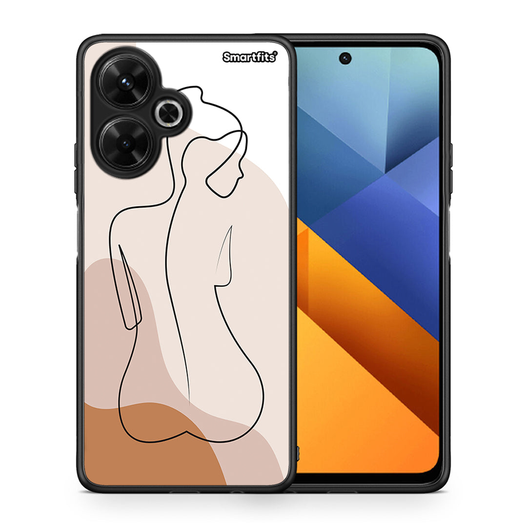 Θήκη Xiaomi Poco M6 4G LineArt Woman από τη Smartfits με σχέδιο στο πίσω μέρος και μαύρο περίβλημα | Xiaomi Poco M6 4G LineArt Woman case with colorful back and black bezels