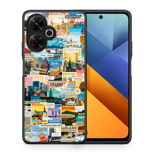 Θήκη Xiaomi Poco M6 4G Live To Travel από τη Smartfits με σχέδιο στο πίσω μέρος και μαύρο περίβλημα | Xiaomi Poco M6 4G Live To Travel case with colorful back and black bezels