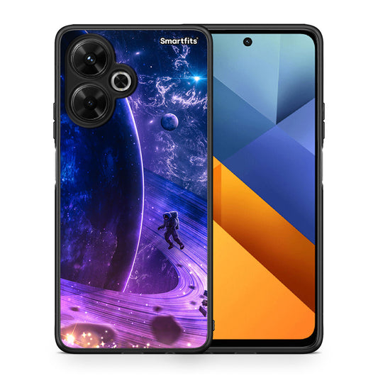 Θήκη Xiaomi Poco M6 4G Lost Astronaut από τη Smartfits με σχέδιο στο πίσω μέρος και μαύρο περίβλημα | Xiaomi Poco M6 4G Lost Astronaut case with colorful back and black bezels
