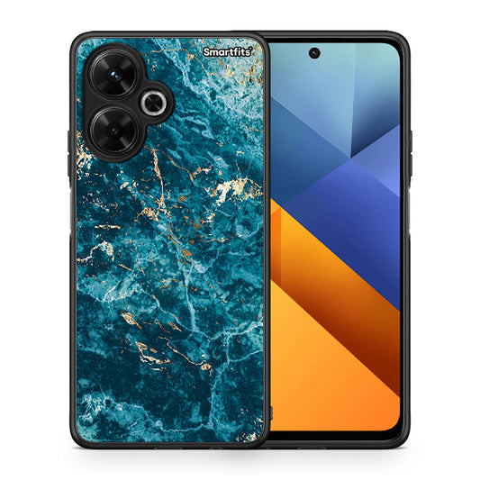 Θήκη Xiaomi Poco M6 4G Marble Blue από τη Smartfits με σχέδιο στο πίσω μέρος και μαύρο περίβλημα | Xiaomi Poco M6 4G Marble Blue case with colorful back and black bezels