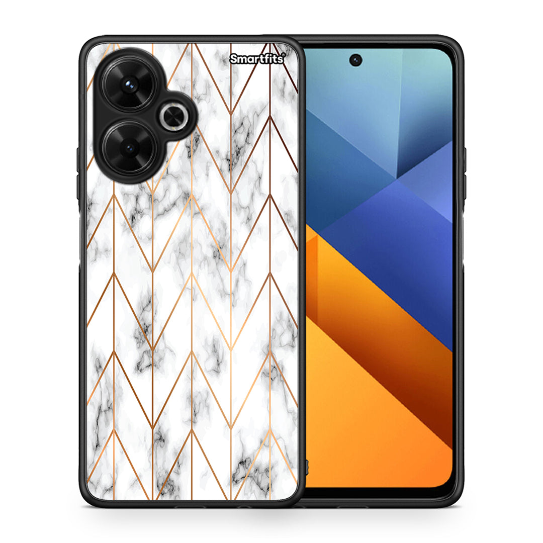 Θήκη Xiaomi Poco M6 4G Gold Geometric Marble από τη Smartfits με σχέδιο στο πίσω μέρος και μαύρο περίβλημα | Xiaomi Poco M6 4G Gold Geometric Marble case with colorful back and black bezels