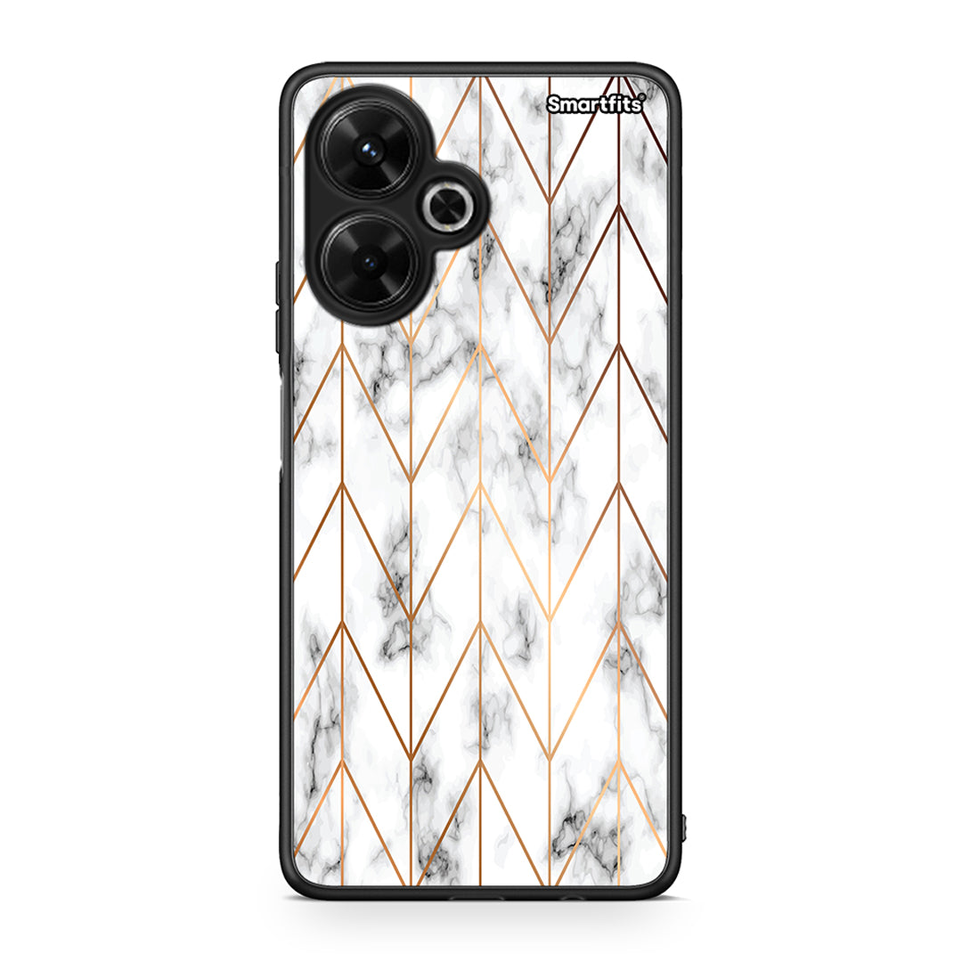 44 - Xiaomi Poco M6 4G Gold Geometric Marble case, cover, bumper