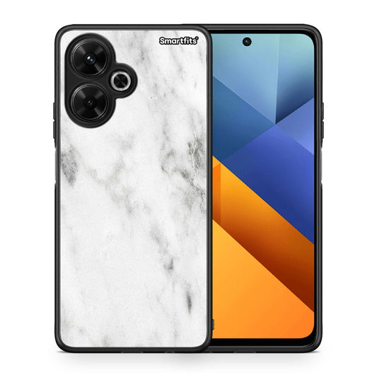 Θήκη Xiaomi Poco M6 4G White Marble από τη Smartfits με σχέδιο στο πίσω μέρος και μαύρο περίβλημα | Xiaomi Poco M6 4G White Marble case with colorful back and black bezels