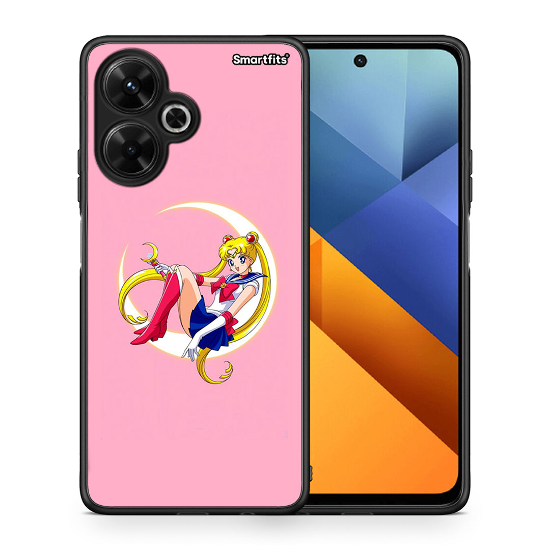 Θήκη Xiaomi Poco M6 4G Moon Girl από τη Smartfits με σχέδιο στο πίσω μέρος και μαύρο περίβλημα | Xiaomi Poco M6 4G Moon Girl case with colorful back and black bezels