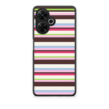 Θήκη Xiaomi Poco M6 4G Multicolour Horizontal Stripes από τη Smartfits με σχέδιο στο πίσω μέρος και μαύρο περίβλημα | Xiaomi Poco M6 4G Multicolour Horizontal Stripes case with colorful back and black bezels
