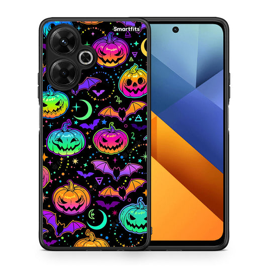 Θήκη Xiaomi Poco M6 4G Neon Halloween από τη Smartfits με σχέδιο στο πίσω μέρος και μαύρο περίβλημα | Xiaomi Poco M6 4G Neon Halloween case with colorful back and black bezels