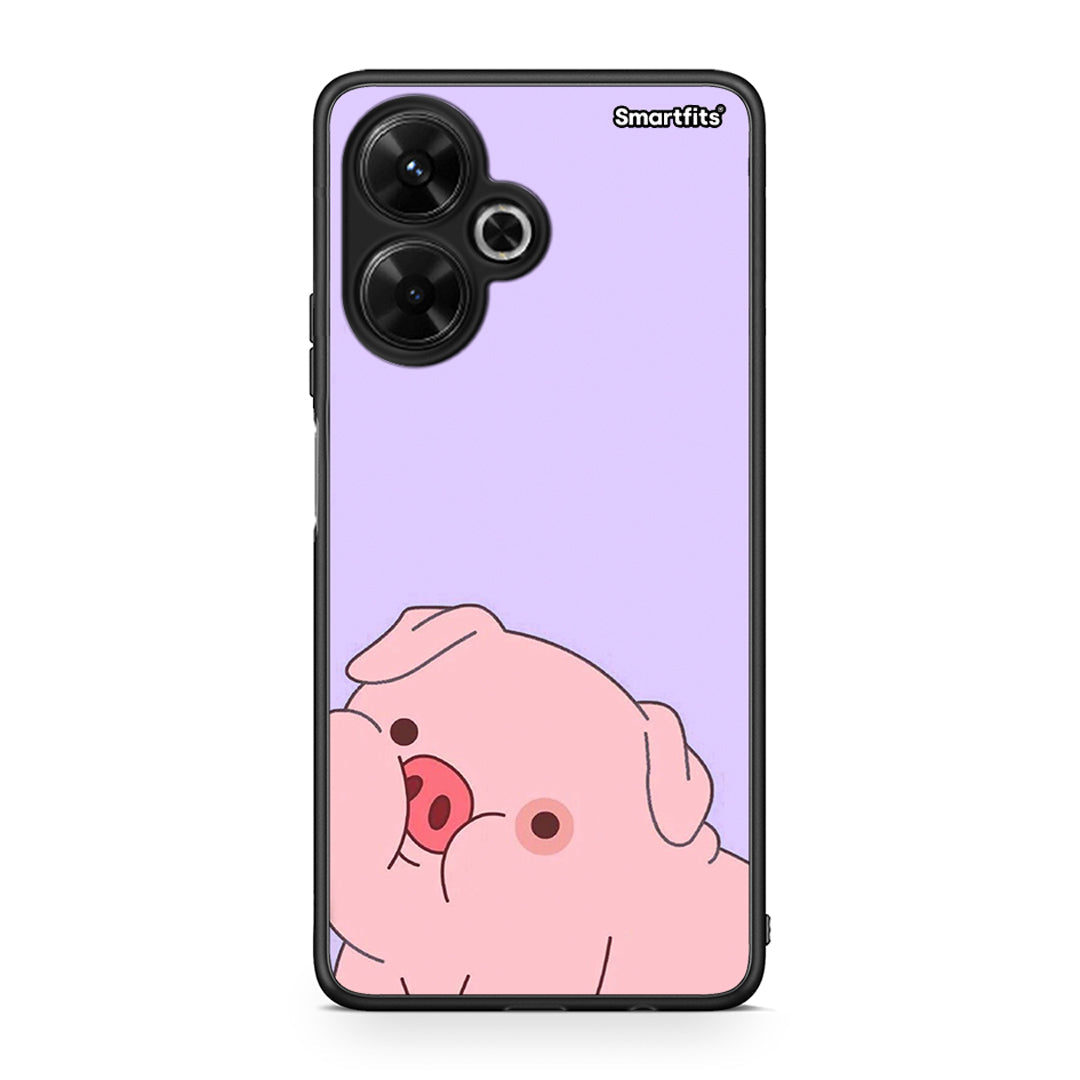 Xiaomi Poco M6 4G Pig Love 2 Θήκη Αγίου Βαλεντίνου από τη Smartfits με σχέδιο στο πίσω μέρος και μαύρο περίβλημα | Smartphone case with colorful back and black bezels by Smartfits