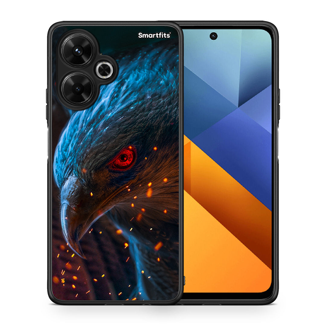 Θήκη Xiaomi Poco M6 4G Eagle PopArt από τη Smartfits με σχέδιο στο πίσω μέρος και μαύρο περίβλημα | Xiaomi Poco M6 4G Eagle PopArt case with colorful back and black bezels