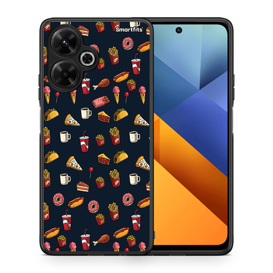 Θήκη Xiaomi Poco M6 4G Hungry Random από τη Smartfits με σχέδιο στο πίσω μέρος και μαύρο περίβλημα | Xiaomi Poco M6 4G Hungry Random case with colorful back and black bezels