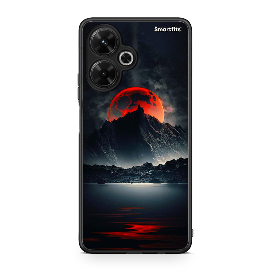 Xiaomi Poco M6 4G Red Full Moon θήκη από τη Smartfits με σχέδιο στο πίσω μέρος και μαύρο περίβλημα | Smartphone case with colorful back and black bezels by Smartfits