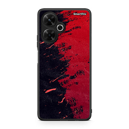 Xiaomi Poco M6 4G Red Paint Θήκη Αγίου Βαλεντίνου από τη Smartfits με σχέδιο στο πίσω μέρος και μαύρο περίβλημα | Smartphone case with colorful back and black bezels by Smartfits