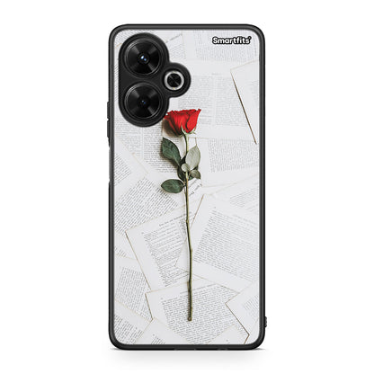 Xiaomi Poco M6 4G Red Rose θήκη από τη Smartfits με σχέδιο στο πίσω μέρος και μαύρο περίβλημα | Smartphone case with colorful back and black bezels by Smartfits